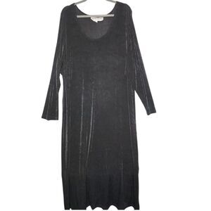 Stephanie‎ Thomas Black Maxi Dress Size 24 Long Sleeve